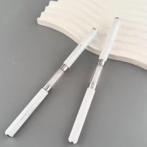 2Pcs Professional Hard Gel Nail Brushes Dual-Ended Builder Gel Brush Set with Rhinestone Handle Oval & Liner Brushes for French Tip Acrylic & Polygel Application