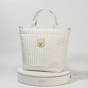 Handbag Embroidery Bear Pattern Shoulder Bags Crossbody Bag for Women Large Capacity Mom Bag Travel Soft Diaper Bag