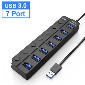 PINENO USB Hub 3.0 USB Splitter Multi USB 3.0 Hub Multiple 4 7 Port HUB Splitters With Power Adapter Computer Accessories Hub For MacBook PC Notebook