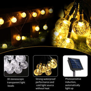 20 /50/100 LED Round light Christmas Lights | LED Bright Outdoor Decoration Waterproof Fairy Garden Lighting For Party Holiday Christmas lights for outdoor Christmas Waterproof Solar Xmas Tree lights Water Drops Wireless Control 8 Modes Multicolor