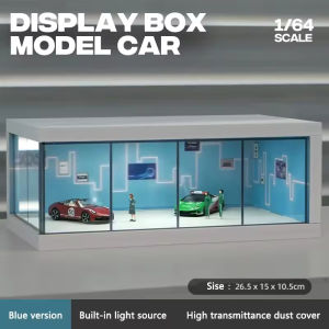1:64 Collection Display Case Diecast Car Showroom With Light Diorama Acrylic Dust Cover  Diecast Car