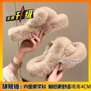 Free Shipping New Trendy And Versatile Winter Fleece-Lined Warm And Comfortable Thick-Soled Furry Slippers For Women Suitable For Outdoor Wear Perfect For Students And Young Girls