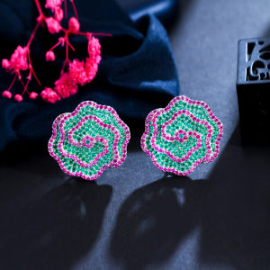 SEQUITO Exquisite Silver Plating Flower Stud Earrings Paved Setting Sparkling AAA Cubic Zirconia Crystal Excellent Women Banquet Party Ear Jewelry for Holiday Gift SE745