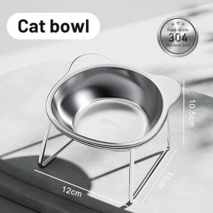 【Wholesale】Anti-Ant Elevated Bowl Neck Protection 304 Stainless with Metal Stand Cat Food Bowl