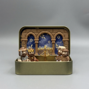 HULEQQI Holy Family Mini Christmas Trough Set Hand Painted Metal Tin Box Nativity Manger Scene Kit Handmade Shepherd Animal Religious Statues Christmas Gifts