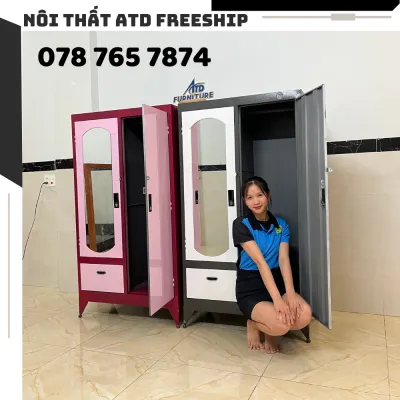 Tủ sắt đựng đồ giá rẻ tủ sắt quần áo 23 cánh màu xámxanhhồngtímnâu giao miễn phí tphcmbình dương đồng nai