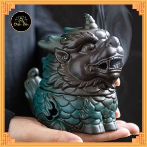 Lư xông trầm hương Kỳ Lân Long Quy lư hương xông Nhang nụ bằng Gốm Cao Cấp chiêu tài lộc Diệu Tâm