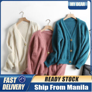 Knitted Cardigan Womens Sweater Coat Mink Velvet Cardigan