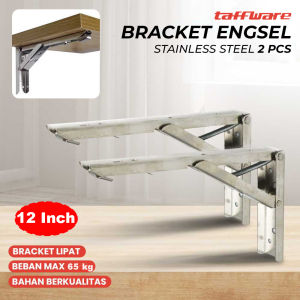 Bracket Engsel Siku 12" Inch 65kg Set 2pcs Meja Lipat Folding Stainless Steel JM006