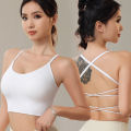 Cross-Border Thin Strap Crossing Beauty Back Exercise Bra Removable Chest Pad Breathable Quick-Drying Shockproof Bare Back Yoga Underwear ☺1130. 