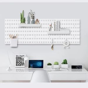 Hiện đại Pegboard Giá xếp đồ treo tường với móc và kệ cho đa mục đích lưu trữ trong văn phòng nhà cửa nhà bếp phòng tắm và phòng ngủ