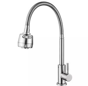 304 Stainless 360°Flex Rotation Universal Kitchen Faucet Steel Wall Mounted 2 Stream Mode Water Saving Tap with Filter with 60CM Water Hose Universal Faucet Sink Balcony Mop Pool Single Cold