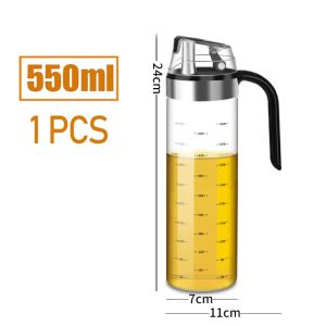HUGHES Large Capacity Auto Flip Cap Glass Soy Sauce Olive Oil Seasoning For Kitchen Cooking Home Supplies Oil Bottle Oil Dispenser Condiment Container Glass Cruet