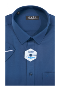 Áo sơ mi cộc tay Owen AB230020 navy trơn - 100% CHÍNH HÃNG