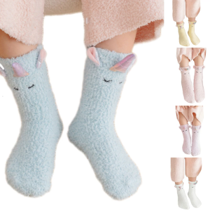 Ankle Socks for Toddlers Children Socks Soft Breathable Coral Fleece Socks Kid Unicorns Pattern Socks Warm Thick Socks