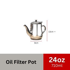 24 / 32 / 48 / 70oz Stainless Steel Oil Filter Pot Oil Dispenser Oil Container Bekas Minyak With Penapis Minyak Masak
