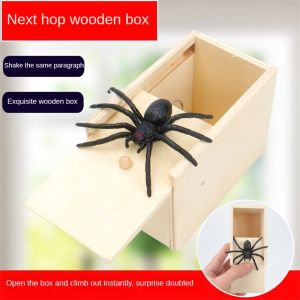 Prank Spider Wooden Scare Box Funny Gift Party Box Prank Toy Halloween Gift