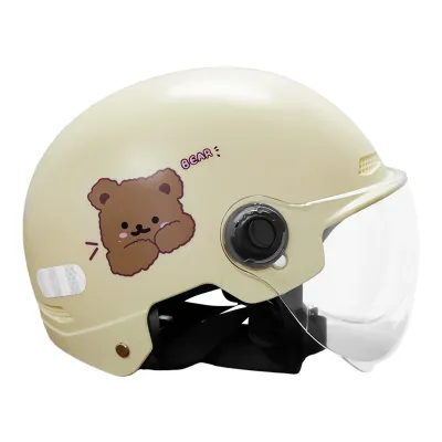 2-8 Years Childrens Helmet for Kids Motorcycle Bike Cartoon Pattern Half Open Face With Visor Children Cycling Helmet Riding Gear Protect