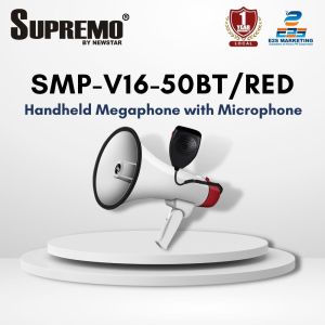 Supremo Handheld Megaphone with Microphone 50Watts SMP-V16-50BT/RD with Voice Recorder/USB/Siren/Bluetooth