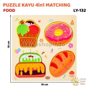 TAIYO Puzzle Kayu 3D 4in1 Matching Shapes Wood Jigsaw Animal Transport Monterssori Mainan Anak