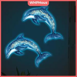 WP💓💛💖 Dolphin Design Toilet Sticker Removable Luminous Wall Decal Self Adhesive Waterproof for Bathroom Decor