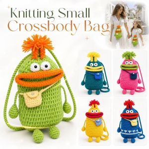 LIVELYN Knitting Small Crossbody Bag Big Mouth Handmade Shoulder Coin Purse Cute Crochet Phone Bag WomenChildren