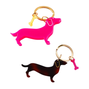 Cartoon Dachshund Keychain Acrylic Pet Key Chain Fashionable Keyring Trendy Animal Bag Charm Fashionable Dog Accessory