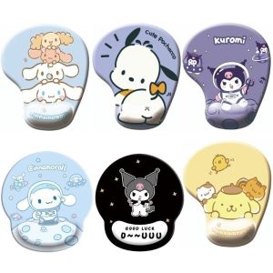 Sanrio Hello Kitty Bảo Vệ Cổ Tay Miếng Lót Chuột Silicon Dễ Thương Cinnamoroll Kuromi Pochacco 3d Cổ Tay Miếng Lót Bàn Phím Tay Còn Lại Miếng Lót