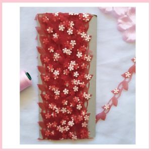 [PER ROLL] Renda daun bunga 3 bahan oraganza organdi - Hiasan Sovenir Hnataran lebar 2 cm - per roll