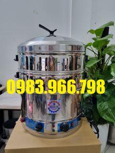 Nồi hấp 3 tầng chạy điện 47cm hấp gà ủ muối có cảnh báo hết nước