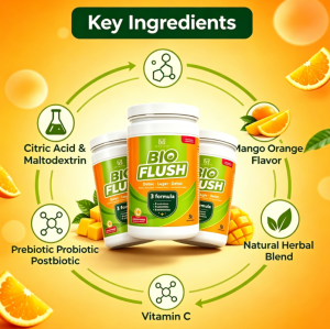 MACIFA Bio Flush 3-in-1 Probiotic Detox Chewable Tablets | Mango Orange Gut Cleanse Supplement