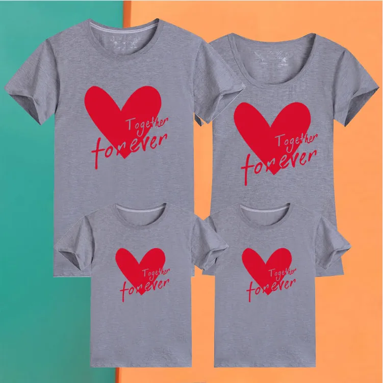 Pink and red heart shape pattern matching shirts for couples