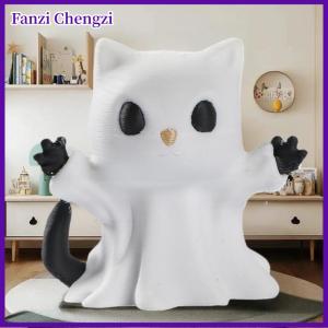 Fanzi งานฝีมือตกแต่งบ้าน1ชิ้นเครื่องประดับผีลูกแมวขนาดเล็กบรรยากาศโต๊ะน่ารักส่งความรู้สึกฮาโลวีนของขวัญแมวแฟนสาว