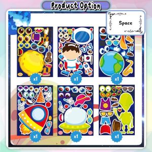 [Little B House] Mixed and Matched Puzzle Stickers Cat DIY Cartoon Decal Craft Toys 拼图贴纸游戏贴纸 Pelekat Teka-teki - BT378