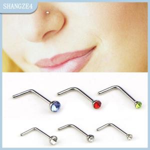 【SHANGZE4】 60 cái bộ thép không gỉ CZ pha lê L Hình dạng mũi vòng cơ thể Stud