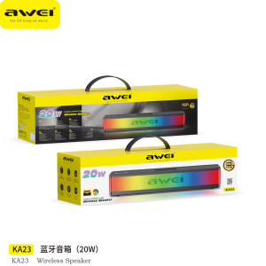 Awei KA23 High-End Creative Portable Wireless Bluetooth Speaker Wired SoundBar Stereo LED RGB Light Subwoofer Audio AUX Speaker Surround Sound Bar PC Multimedia HI-FI Mobile Phone Laptop TV Computer iPad Tablet Bass Can Insert Memory Card Local Warranty
