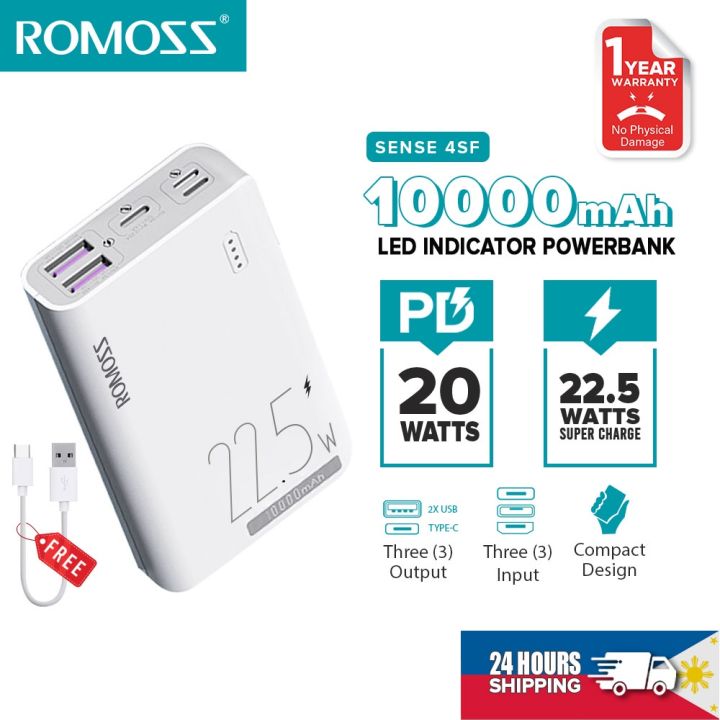 Romoss Sense4SF 10000mAh Mini Powerbank 22.5W PD QC 3.0 Lithium Ion ...