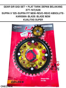 GEAR GIR GIGI SET + PLAT TARIK DEPAN BELAKANG 37T-14T/428 SUPRA X 125 FIT NEW REVO KUALITAS SUPER