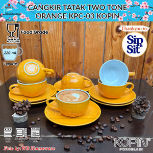 cangkir tatak warna biru 6 pasang / cangkir gelas kopi / tea set / coffee set / TWO TONE KOPIN