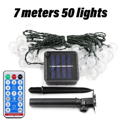 7/12m LED Solar Series String Christmas Warm Lights Bulb Outdoor String Light waterproof