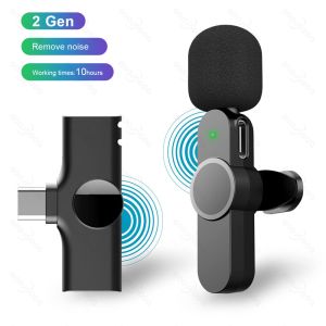 GOOJODOQ Wireless Lavalier Mini Microphone for Phone Vlogging Cellphone Portable 2 Gen Remove Noise Cancelling Mini Mic Lapel for iPhone Android Phone Live Broadcast