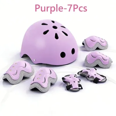YOLKSTORE21E7 7Pcs/Set Adjustable Guards Protective Gear Set Shock-absorbing Thickened Safety Gear Cute Breathable Kids Knee Pads and Elbow Pads Roller Skates