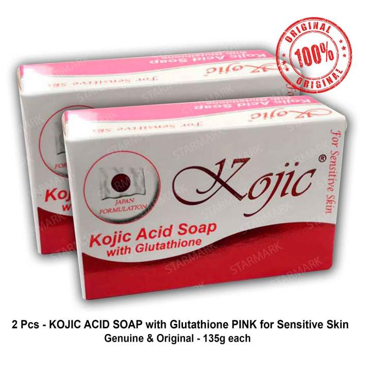 kojic soap with glutathione Kojic Soap with Glutathione Pink for Sensitive Skin by Sutla Kojic Acid  Soaps with Glutathione Japan Formulation 135g each Authentic - Set of 2 Pcs  Anti-Aging And Brightening Soap Set