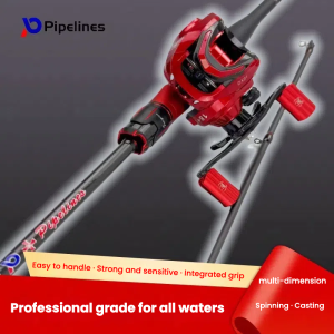 【COD】Pipeliness Fishing rod Set spinning/casting rod Japan Toray carbon fiber，M action fast action . lure:5-20gline:5-20LB PIPELINESS-Red scorpion