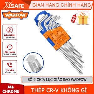 Bộ 9 chìa lục giác sao WADFOW chất liệu CR-V không gỉ kích thước 1.5-10mm tay vặn dài xử lý nhiệt và chromechính hãng