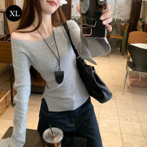 🔥Fran🔥 blouses women new style 2025 Off Shoulder Long Sleeved T-shirt Niche Split Top Hot Girl Slim Fitting Bottoming Shirt