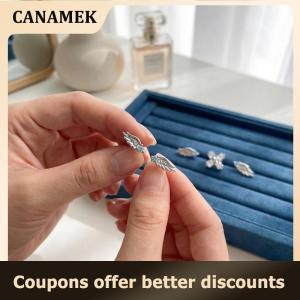 【 CANAMEK 】 Luxury Cross Stud Earrings for Women Angel Wing Design Zircon Jewelry for Work Meeting and School Events
