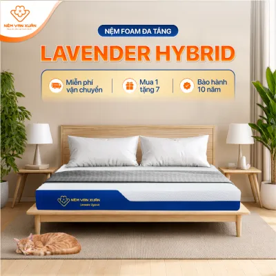 [HOẢ TỐC HCM] Nệm Foam Đa Tầng Cao Cấp Vạn Xuân Lavender Hybrid Nâng Đỡ Và Phân Tán Lực Tối Ưu Trải Nghiệm Thông Thoáng Và Mát Mẻ Khi Nằm