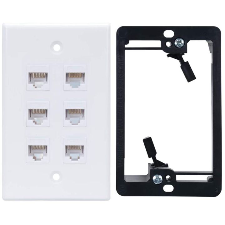 Cat6 Wall Plate 6 Port with 1 Gang Low Voltage Mounting Bracket for ...