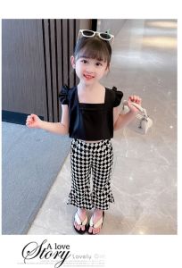 Đồ bộ bé gái cổ yếm chất voan mỏng mát cho bé 1- 5 tuổi